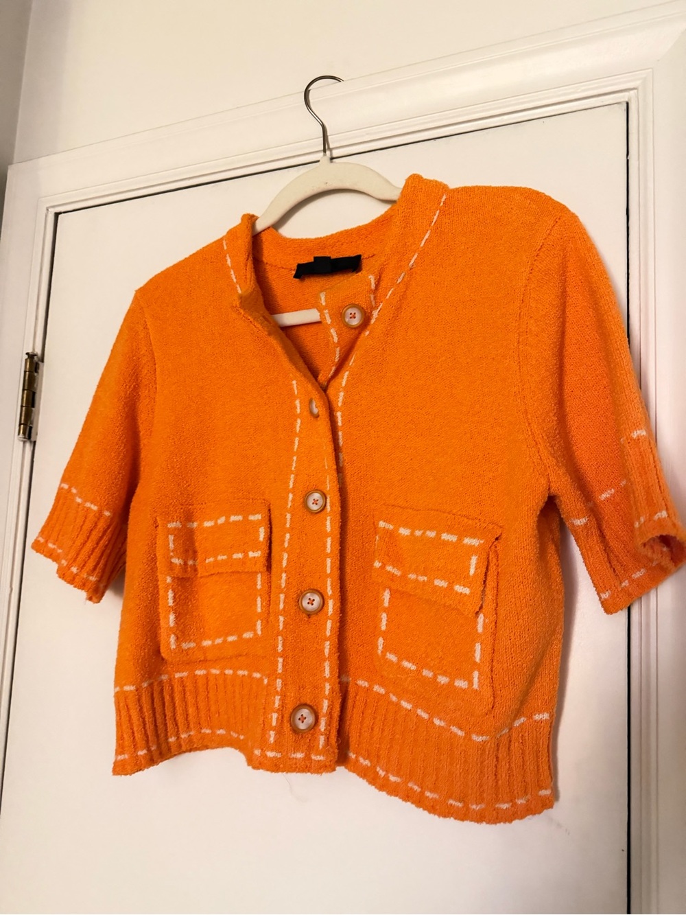 Zara Orange Short-Sleeve Button Cardigan
